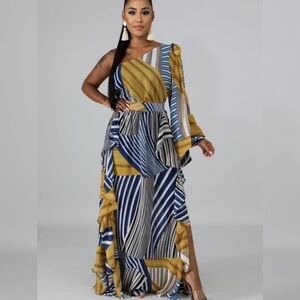 Mix Pattern Multicolored Maxi Dress